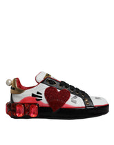 Dolce & Gabbana White Red Crystals Leather Portofino Sneakers Shoes -   -  Dolce & Gabbana.